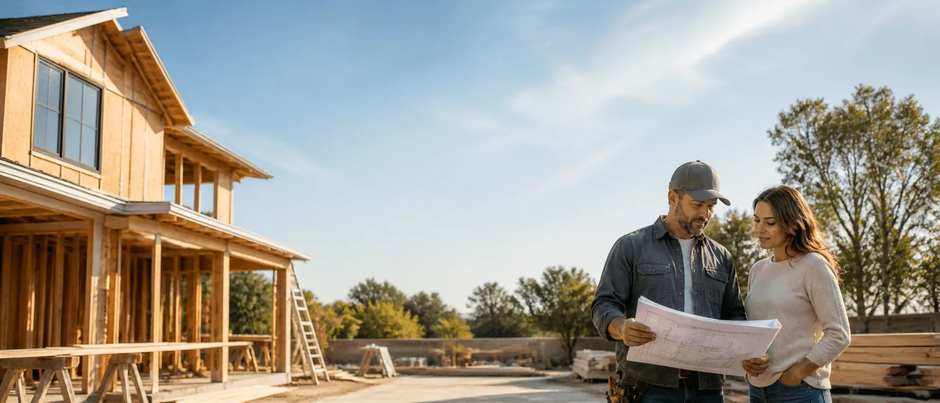 General contractor reviewing window and door project specifications on a job site
